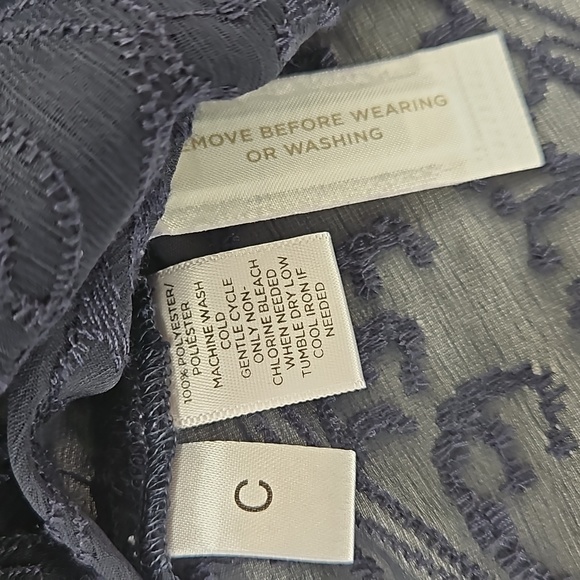 NWT Ann Taylor loft navy sheer embroidered top size Petite Small - Picture 10 of 12